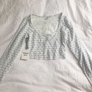 cropped henley long sleeve